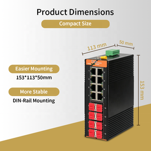 สวิตช์อัจฉริยะ 16 พอร์ต SFP RJ45 Gigabit รองรับ ERPS G.8032 แบบไร้พัดลม จ่ายไฟคู่ ความเร็ว 32Gbps รองรับ QoS VLAN LACP สำหรับเครือข่ายในมหาวิทยาลัย แบบวงแหวน SH LINK รุ่น SH-GML0808-P - Product Image 1