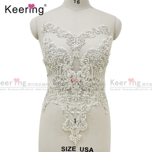 Abito da sposa Sexy da spiaggia corpetto trasparente con applicazioni di pizzo abito da sposa con scollo a V abito da sposa abiti da sposa WDP-295 - Product Image 2