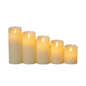 Flameless Candles Cycling 5H Timer Pack Battery Operated LED Real Wax Pillar Candles of 6