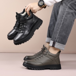 Botas de Invierno para Hombre, de Piel de Vacuno de Primera Capa, Impermeables, Antideslizantes, Forradas con Lana y Forro Polar, Cálidas, Calzado Casual, Botas Gruesas - Product Image 4