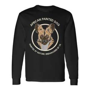 Camiseta de manga larga con diseño de perro pintado africano, obra de arte de conservación para amantes de los perros salvajes - Product Image 1