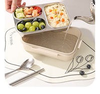 Aohea Boîte à lunch en acier inoxydable à 2 compartiments, étanche, avec couvercle, boîte à bento pour enfants, école, micro-ondes, durable