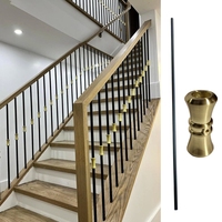 Magnifiques colliers de balustre ronds en aluminium noir et doré de 5/8 po pour balustres, balustrades, garde-corps intérieurs et décoration d'escaliers