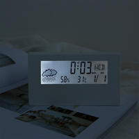 Horloge de table intelligente électronique transparente INS avec alarme de température transfrontalière et affichage de l'humidité