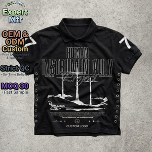 Camiseta Personalizada con Estampado <span class=keywords><strong>Cyber</strong></span> <span class=keywords><strong>Y2K</strong></span>, Algodón Grueso, Diseño Gótico con Ojales Metálicos, Estética Punk, Camiseta Polo Desgastada - Product Image 1