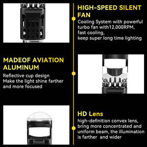 Mini phare Plug and Play 28W H4 LED avec lentille de projecteur, ampoules de phare, feux antibrouillard 12V, adaptation universelle pour voiture - Product Image 5