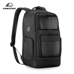 Kingsons – sac à dos étanche en polyester pour hommes, nouveau design, pour voyage d'affaires, ordinateur portable, avec chargeur USB