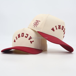 Casquettes de baseball sportives unisexes en coton bicolore à 5 panneaux, avec logo brodé 3D personnalisé, de haute qualité, vente en gros - Product Image 1