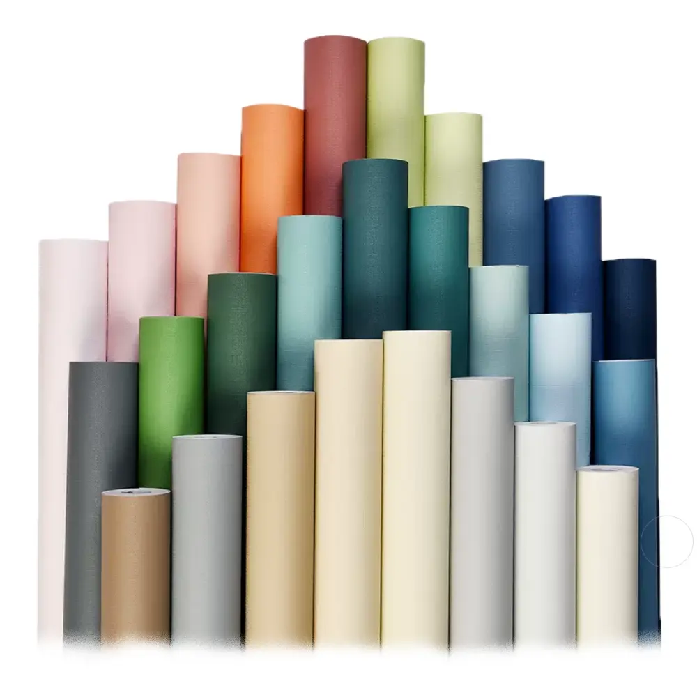 Fabrikdirektverkauf klassische Wandpapierrollen selbstklebende einfarbige farbige Tapete für Bürowande