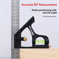 Ensemble de trois équerres multifonctionnelles en acier inoxydable de haute précision pour le travail du bois, règle triangulaire et niveau, 30 cm, noir