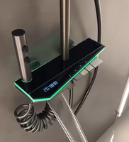 Ensemble de douche de pluie thermostatique en laiton poli pour bain affichage numérique lumière ambiante salle de bain robinets de pression
