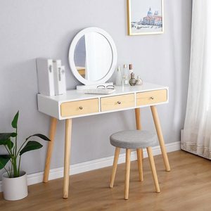 Coiffeuse moderne avec tabouret, table de chevet multifonction, <span class=keywords><strong>bureau</strong></span> avec miroir amovible - Product Image 3