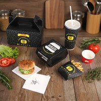 Boîtes d'emballage alimentaire pour hamburgers, hot-dogs, poulet frit, déjeuner à emporter, en papier kraft, écologiques, avec logo personnalisé imprimé