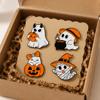 Pendentifs breloques personnalisés en métal émaillé argenté pour Halloween, en alliage de zinc, motifs fantôme, citrouille, chauve-souris, sorcière, château, tendance, pour les fêtes