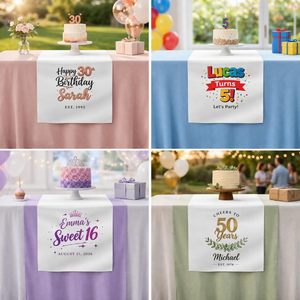 Camino de Mesa Personalizado con Logotipo Empresarial, Mantel Personalizado <span class=keywords><strong>para</strong></span> Fiestas, Cumpleaños, Bodas, Aniversarios, Eventos de Vendedores y Ferias Comerciales - Product Image 5