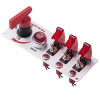 Panel de interruptores de encendido de carreras 5 en 1 de 12V, de aluminio con LED rojo, interruptor de palanca para arranque de motor y batería, para coches de carreras y camiones