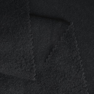 <span class=keywords><strong>Tissu</strong></span> en <span class=keywords><strong>molleton</strong></span> French Terry noir, 280 g/m², thermique, brossé d'un côté, 65 % polyester, 35 % coton, vente en gros d'usine - Product Image 6
