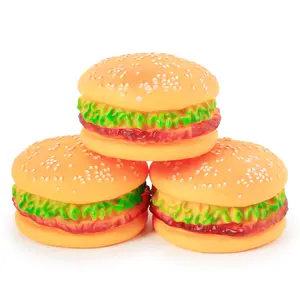 Mainan Anjing Karet Burger Hewan Peliharaan Lateks Mainan Anjing Hamburger Squeaky Baru