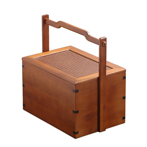 Retro Style Chinese Tea <b>Storage</b> Box Rectangular Wooden With Handle For Tea Ceremony Accessories - Product Image 5