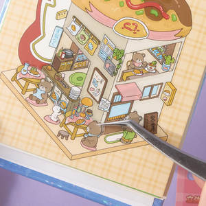 1 feuille d'autocollants par paquet, série de maisons de conte de fées, autocollants de paysages miniatures, collection de paysages de dessins animés, décorations de scène DIY - Product Image 4