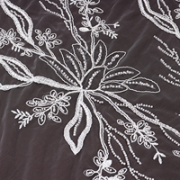 Tissu en dentelle à paillettes blanches, 100% polyester, broderie artisanale pour robes de mariée