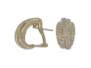 Boucles d'oreilles créoles en or blanc 18 carats, serties de diamants pavés multicouches, bijoux de luxe, hypoallergéniques, accessoires pour femmes - Product Image 5