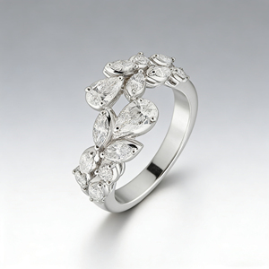 Anillo de compromiso unisex de oro macizo chapado en oro de 10K/14K con diamante IGI cultivado en laboratorio, diseño de racimo, ideal para aniversarios y fiestas. - Product Image 1