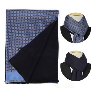 موضة جديدة للرجال أنيقة جميلة زرقاء سميكة دافئة طويلة الأوشحة جودة رخيصة نقية مصنوعة يدويا وشاح الحرير الخريف والشتاء - Product Image 3