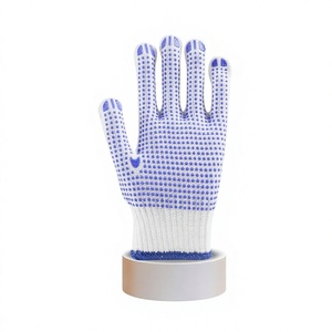 Gants de protection en plastique à pois, conception antidérapante, résistants à l'usure, en fil de coton et de laine pour le secteur de la construction et les chantiers - Product Image 1