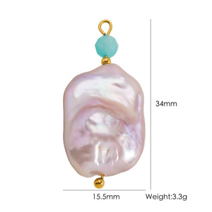 <span class=keywords><strong>Ciondolo</strong></span> a Fiore con Perle Naturali Colorate, <span class=keywords><strong>Ambra</strong></span>, Quarzo Rosa, Amazzonite e Gemme Rotonde o Quadrate - Product Image 6