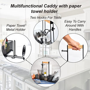 Cesta para Barbacoa y Picnic con Portarrollos de Papel, Mango de Madera y 2 Ganchos, <span class=keywords><strong>Accesorios</strong></span> para Caravana, para Cubiertos y Condimentos - Product Image 6