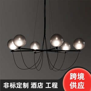 Lámpara colgante de cristal moderna, redonda, negra, con bombilla LED E27 para sala de estar, restaurante, hotel, diseño de iluminación para proyectos. - Product Image 1