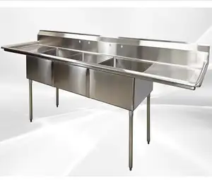 Fabrika doğrudan programı ticari restoran mutfak paslanmaz çelik açık ve restoran için 3 bölme lavabo - Product Image 1