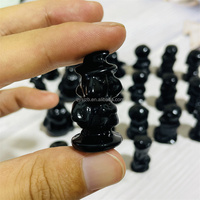 Miniature en obsidienne noire sculptée sur le thème de l'horreur de minuit : Sorcière, Pingouin, Canard, Momie, Alien, Fantôme – Figurine d'Halloween de petite taille