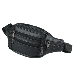 Leather Waist Bag Waterproof Bum Bag Fanny Pack Manufacturer's Large Capacity Fashion Multi-function Phone Sports Men PU Leather