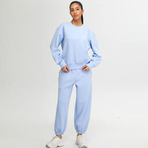 YIYIラウンドネック長袖ガールズパーカーセット快適な暖かいジョガーパンツスーツレジャー冬の女性のトラックスーツ - Product Image 5