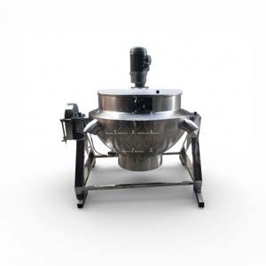 Marmite de cuisson industrielle à double couche chauffée électriquement avec support de poignet, fonctions de décharge inclinée et de agitation de poudre - Product Image 5