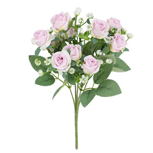 Usine en gros 10 têtes Mini Roses bouquet soie artificielle Rose fleurs pour Noël fête des mères maison et décoration de mariage - Product Image 6