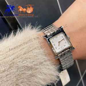 Reloj Rectangular de Negocios Marca H, Nuevo Modelo 2024 para Hombre, Doble Esfera con Zona Horaria, Correa de Cuero Reversible Mecánica, Cuarzo - Product Image 5