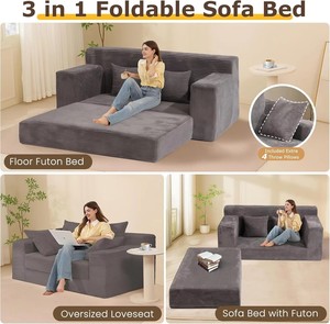 Sofá Comprimido para Sala de Estar 2026, Sofá Prensado en Caja, Mueble Sofá Cama con Relleno de Esponja y Funda de Pana Extraíble - Product Image 3