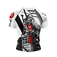 Vente en Gros Rashguard MMA Homme Imprimé par Sublimation, T-Shirt de Compression à Manches Courtes pour Surf et BJJ