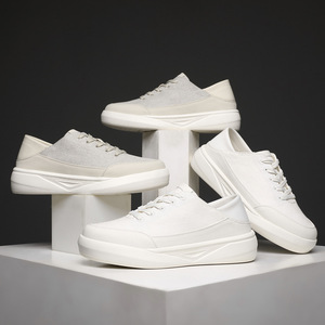 Zapatos Deportivos de Moda con Cordones, Zapatos Casuales para Uso Diario, Parte Superior de Tela Blanca Transpirable, Suela Blanca Texturizada Antideslizante, Ligeros - Product Image 3