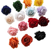 Bunga Mawar Sutra Beludru Buatan 5 cm Baru, Bahan Aksesoris DIY untuk Corsage dan Pakaian, untuk Pernikahan, Liburan, dan Souvenir Pesta