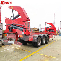 Semi-remorque élévateur latéral pour conteneurs en acier RUYI 37 tonnes 20FT/40FT, plateforme hydraulique à crochet, 3 essieux, auto-chargeante, prix usine