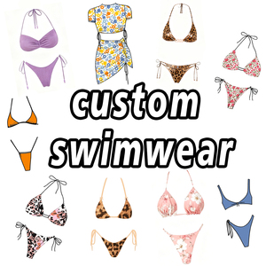 Damen Sexy Ketten-Detail Neckholder Einteiler Sommer Strand Badeanzug Tanga Allover-Print Push-Up BH 2-Teiliges Set Vorne Unifarben - Product Image 2