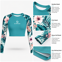 Vente Flash : Haut court de surf respirant à manches longues UPF 50+ pour femme, idéal pour la natation et les sports nautiques à la plage – Collection Porto Rico