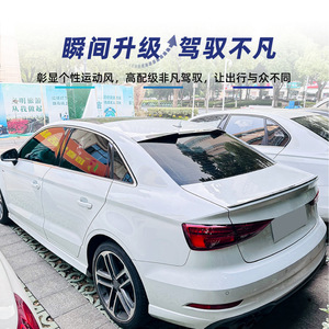 Audi A3 8V Sedan Rear Trunk Spoiler <b>Wing</b> 2014-2020 Piano Black Carbon Fiber Texture ABS Material - Product Image 1