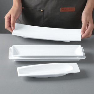 <b>Melamine</b> tableware, hot pot restaurant beef meatball creative shrimp paste <b>plate</b>, white rectangular side dish <b>plate</b>, restaurant - Product Image 1