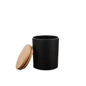Service OEM de haute qualité, impression laser de logo, pot en verre rond anti-déversement avec couvercle en bois, style artistique, modèle de peinture en bambou et pin - Product Image 1