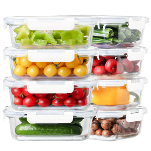 Clear Glass Bowls with Airtight Snap Lid Square Round Rectangular Food <b>Storage</b> Canisters for Meal Prep Vegetable Fridge Pantry - Product Image 1